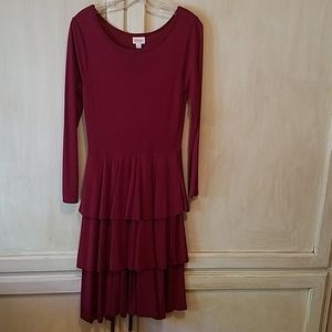 Raspberry Color tiered knee length dress~Medium